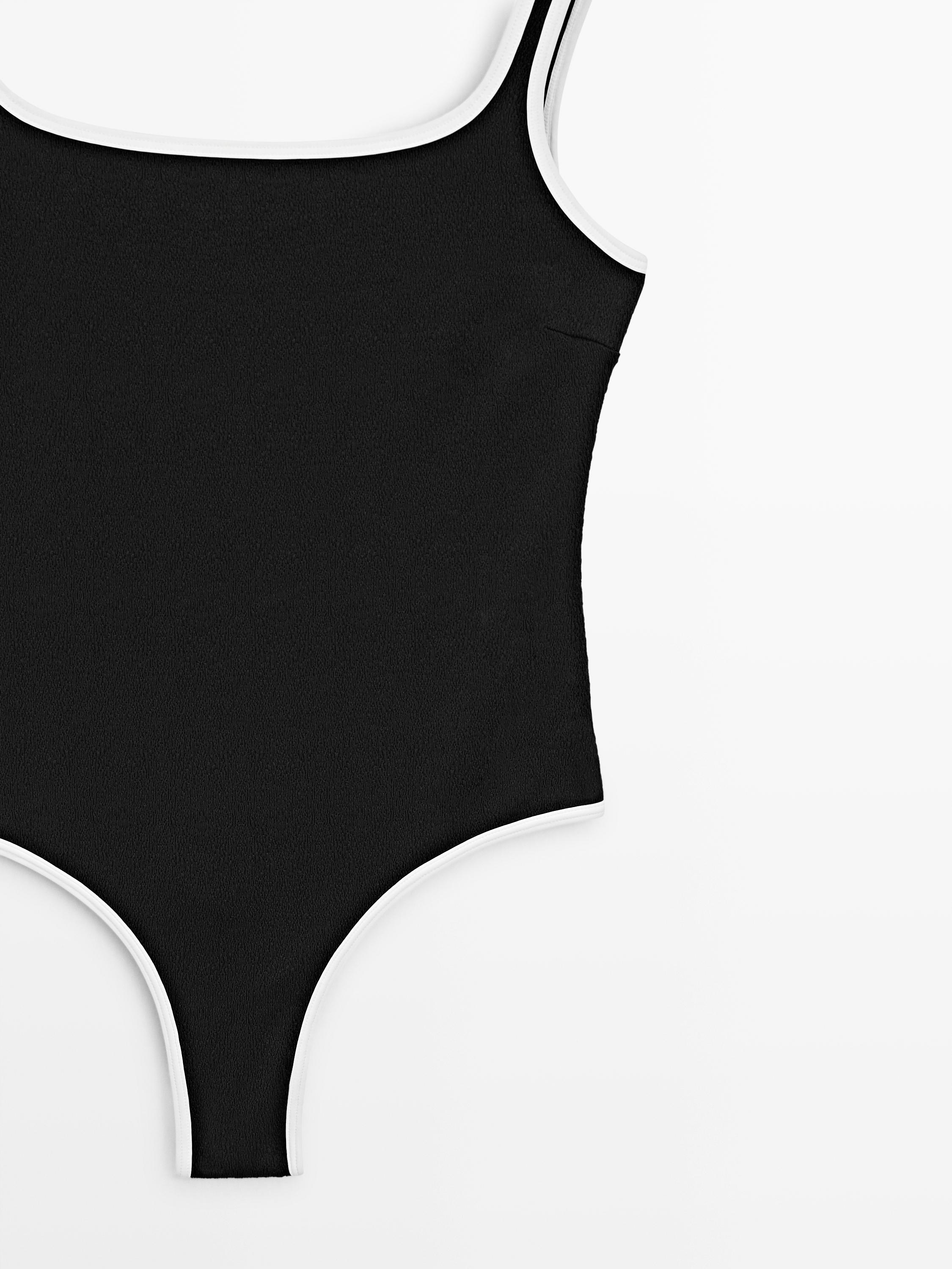 Contrast textured swimsuit