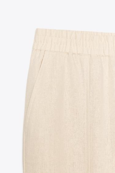 LINEN BLEND BALLOON TROUSERS - Sand by Zara - Image 7