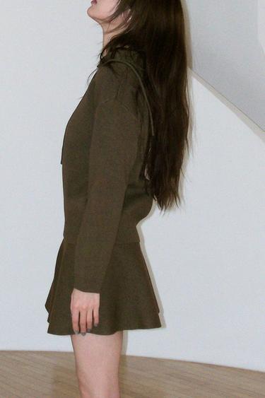 Zara 針織迷你半身裙 - 卡其色