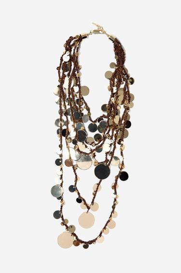 COLLAR CASCADA CORDONES MONEDAS - Marrón de Zara