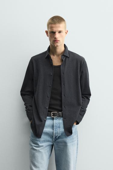 RELAXED FIT TEXTURED SHIRT - Dark navy by Zara