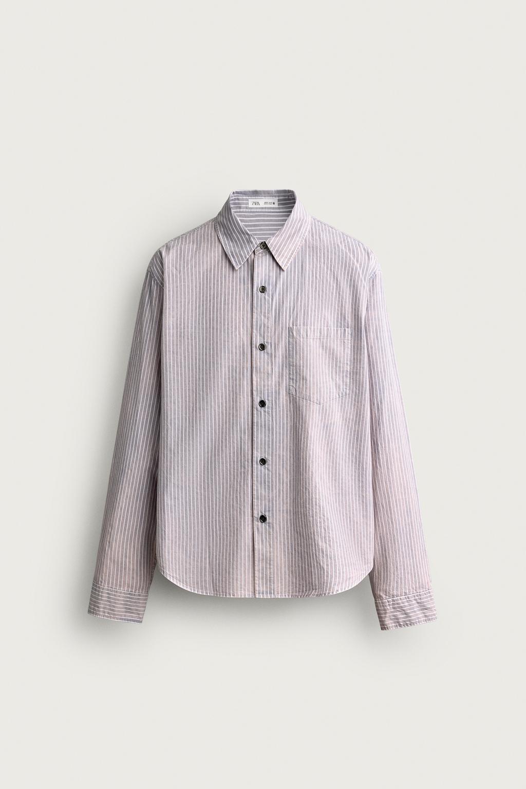 RELAXED FIT ACID WASH STRIPED SHIRT
