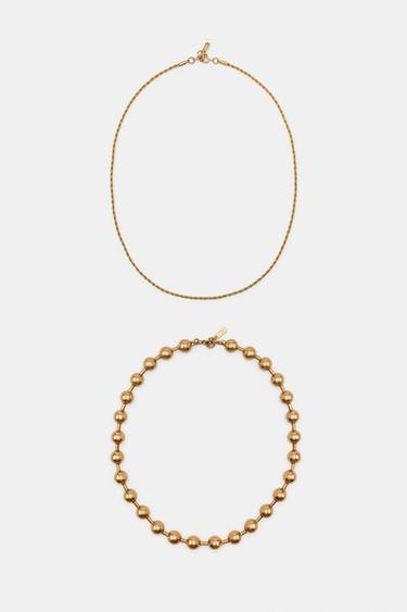 LOT DE 2 COLLIERS CORDONS ET BOULES - Doré de Zara - Image 2