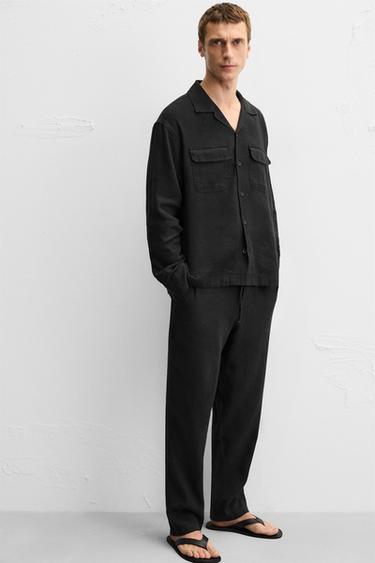 PANTALON LIN ET COTON - Noir de Zara - Image 5