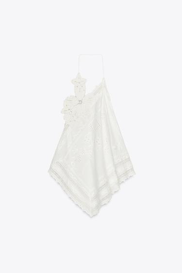 ZW COLLECTION ASYMMETRIC FLORAL TOP - White by Zara - Image 2