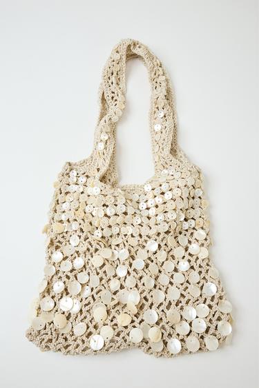 BEADED SHOULDER BAG - Light beige by Zara