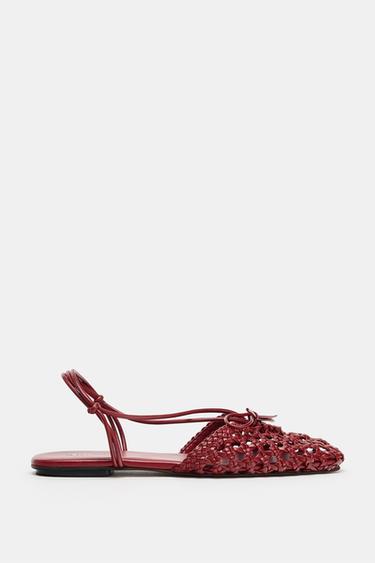 BRAIDED SLINGBACK CAGE SANDALS - Red by Zara