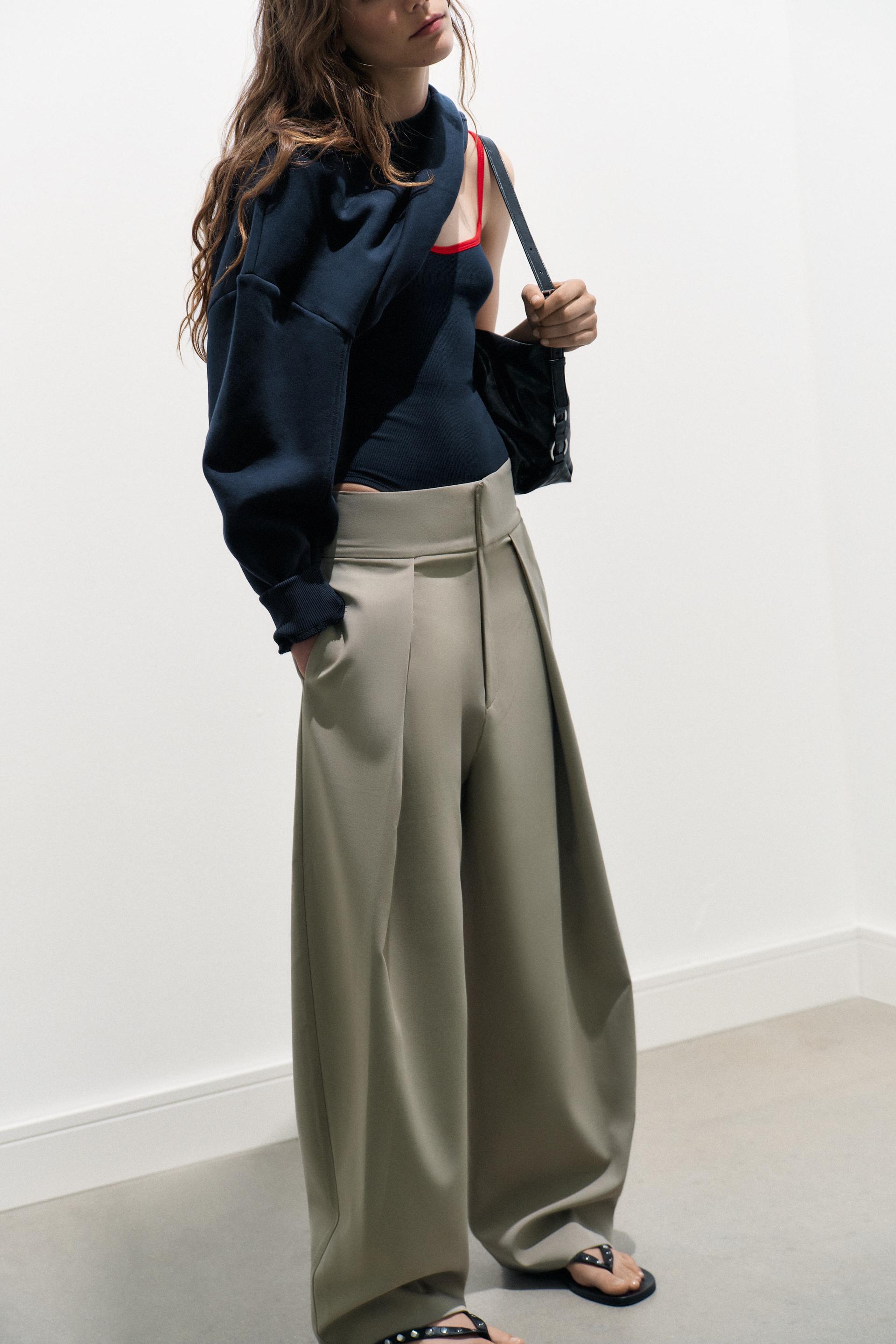 Pantalon baloon pliegues rayas