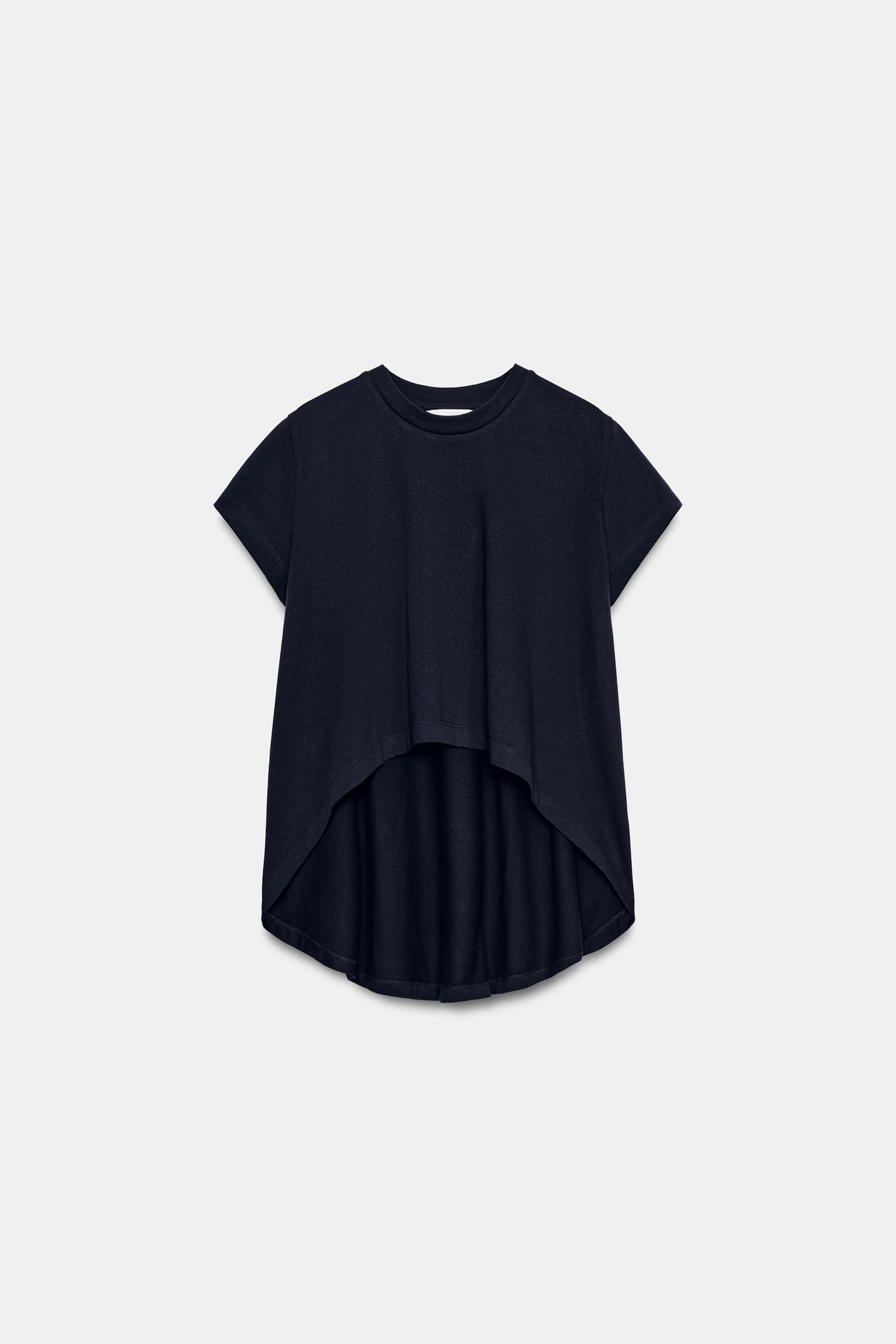 Zara ASİMETRİK PAMUKLU T-SHIRT görsel 5