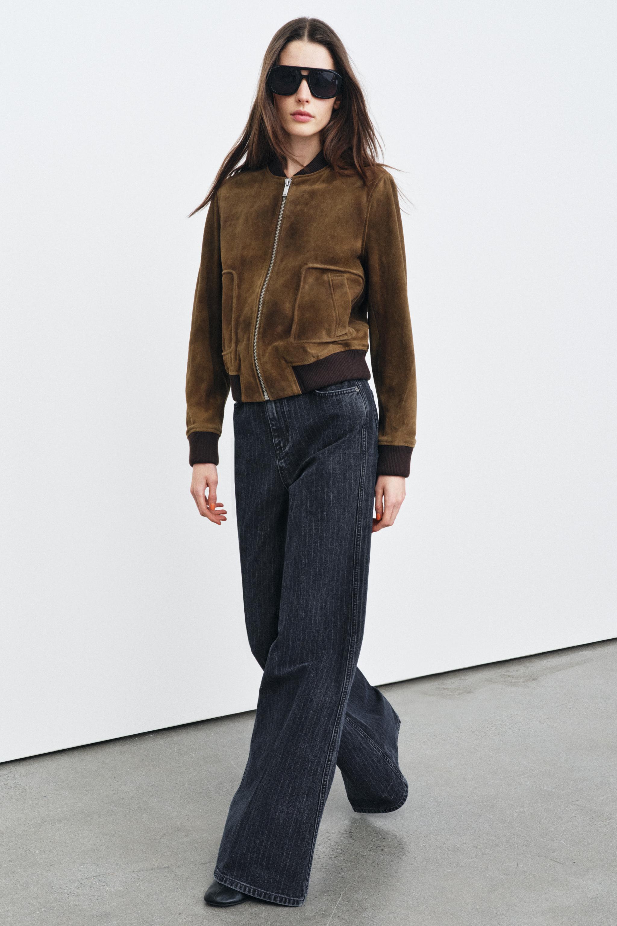 BLOUSON BOMBER EN CUIR DAIM 100 % ZW COLLECTION LIMITED EDITION
