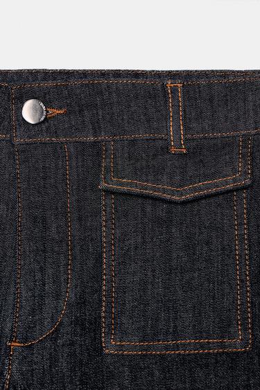 JEAN Z1975 CULOTTE TAILLE NORMALE POCHES À RABAT - Noir de Zara - Image 8
