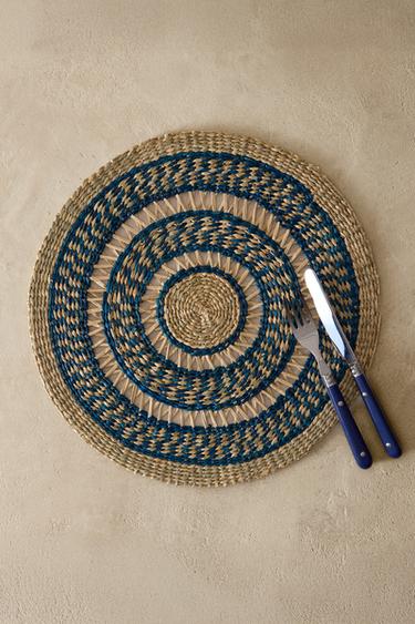 ROUND COLOURED WOVEN PLACEMAT - Блакитний Zara