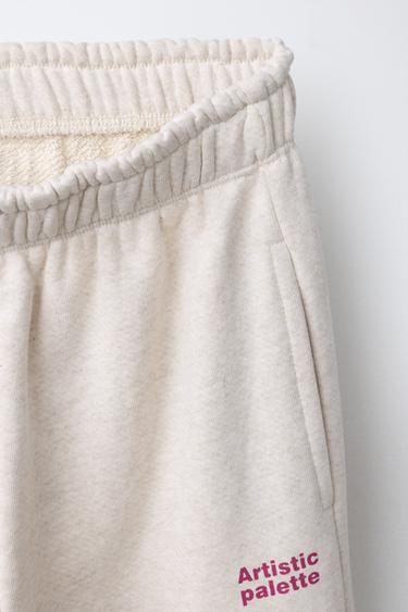 SWEATSHIRT AND PLUSH TROUSERS SET WITH SLOGAN - Sand / Marl by Zara - Image 7