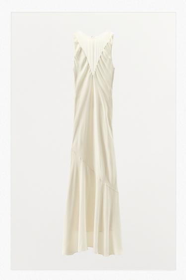 ROBE LONGUE SATINÉE BIMATIÈRE - Écru clair de Zara