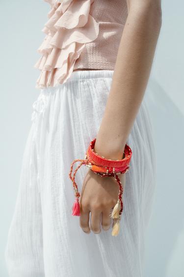 PACK PULSERAS ABALORIOS - Rojo / Naranja de Zara