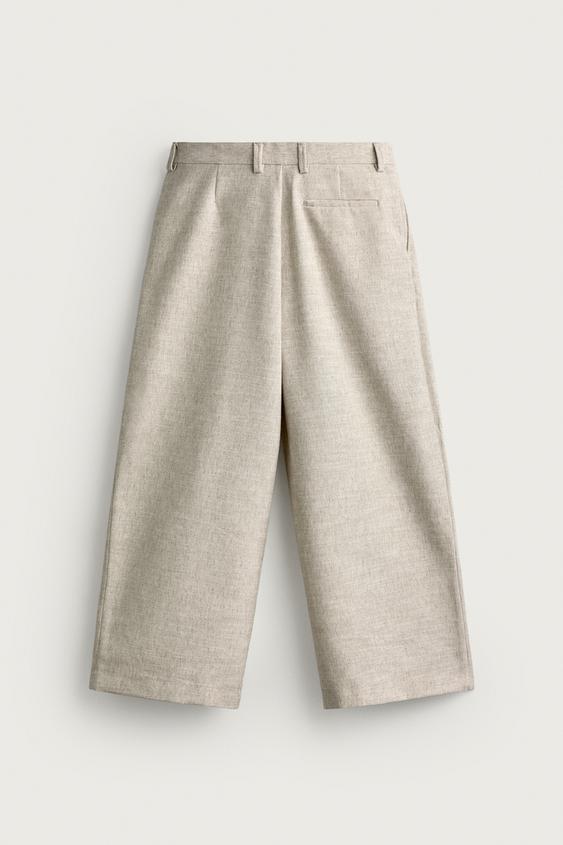 PANTALON DÉCONTRACTÉ STRUCTURE PLIS - Beige clair de Zara - Image 6