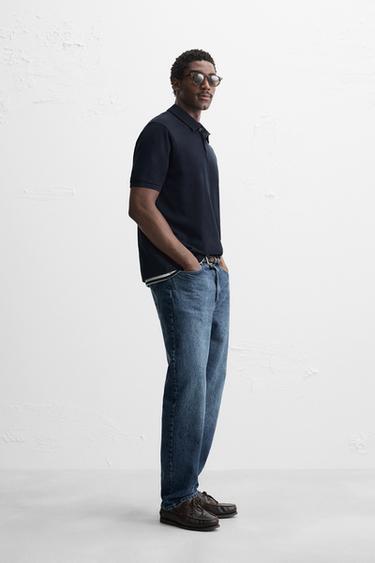 POLO STRUCTURÉ BASIQUE - Bleu marine de Zara - Image 3