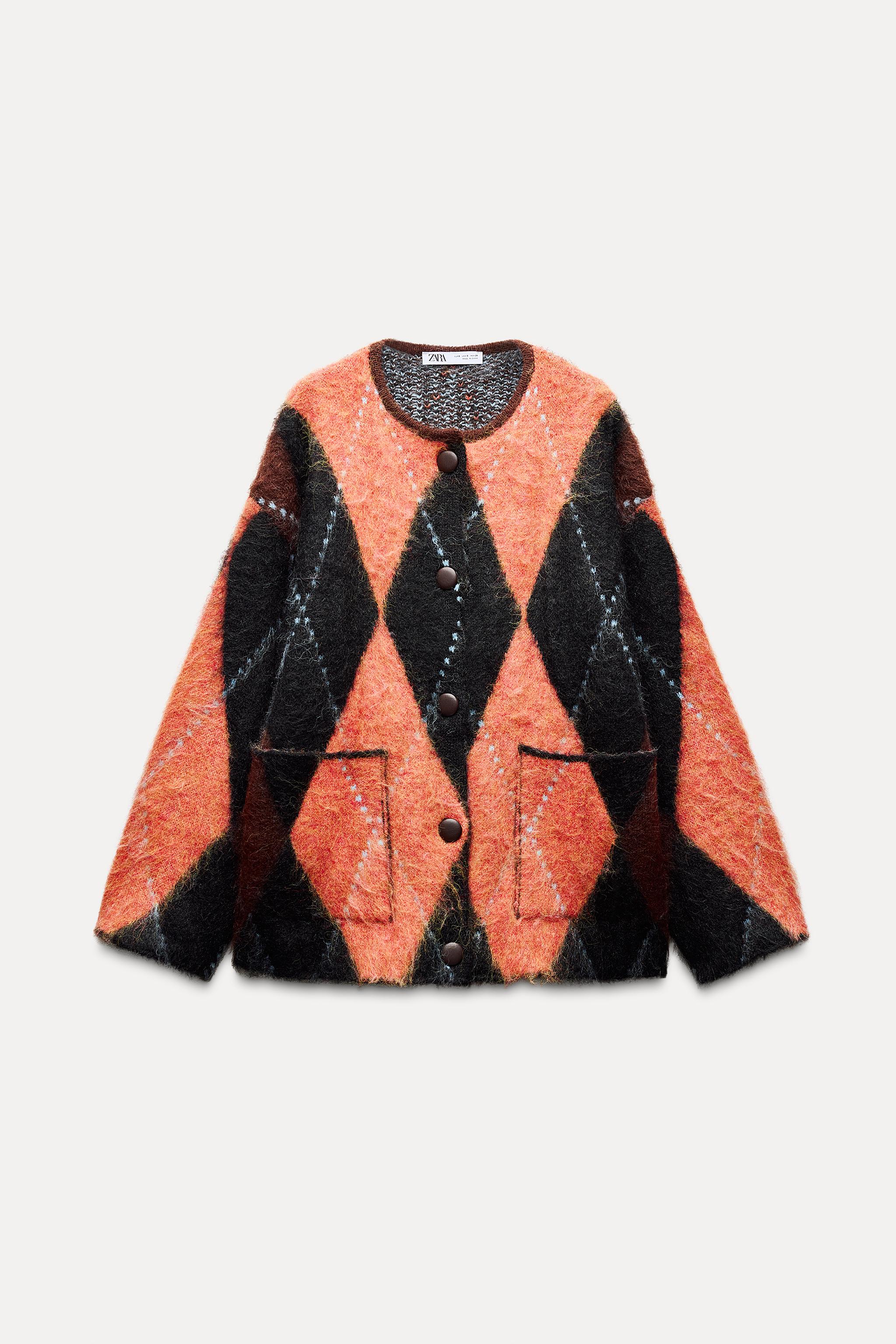 ジャカードニットカーディガン - ブラウン | ZARA Japan / 日本