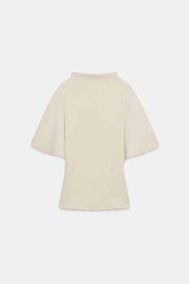PLEATED TEXTURED TOP - Beige by Zara - Image 4