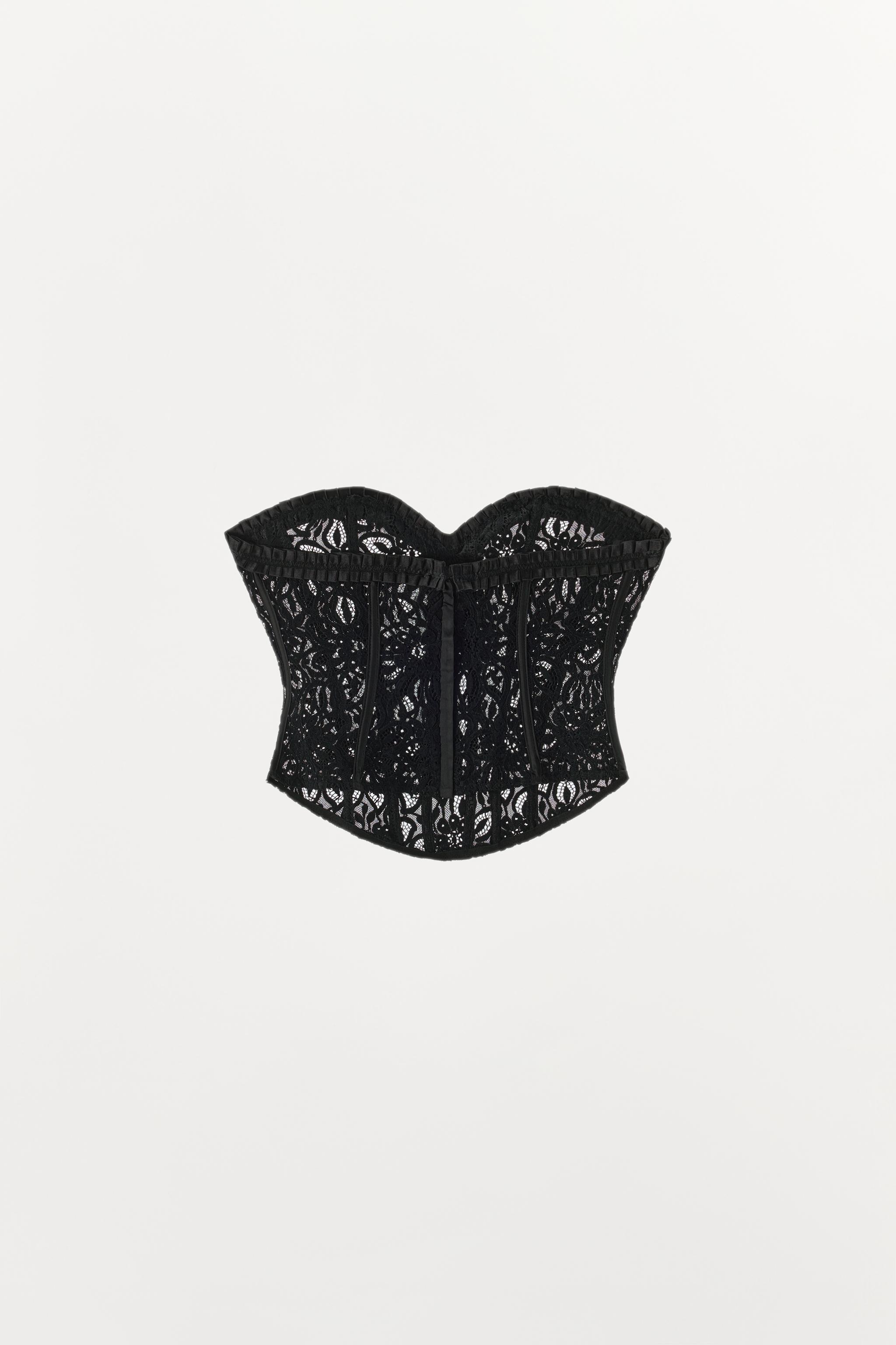 FLOCKED LACE COMBINED CORSET