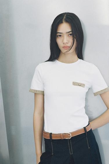 METALLIC THREAD T-SHIRT - White by Zara