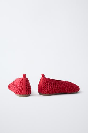 CROCHET BALLET FLATS - Red by Zara - Image 4