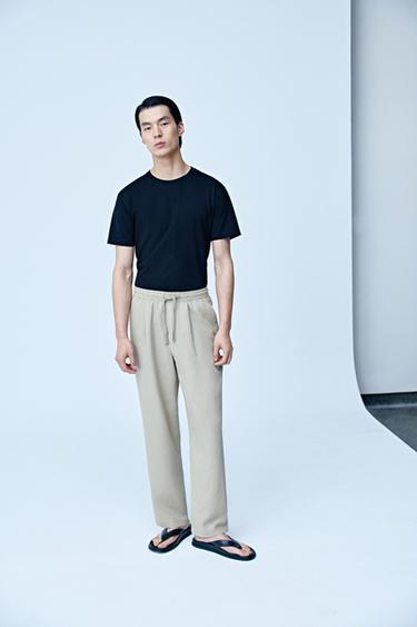 Zara 100% 人造絲休閒長褲 - 焦糖色