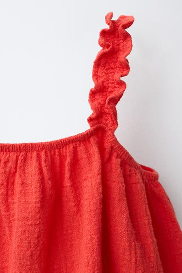 RUFFLED STRAP T-SHIRT - Red by Zara - Image 2