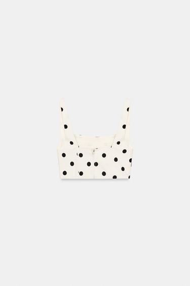 POLKA DOT CROP TOP - Ecru / Black by Zara - Image 3