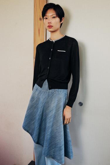 DOUBLE-LAYER KNIT JACKET - Black / White by Zara