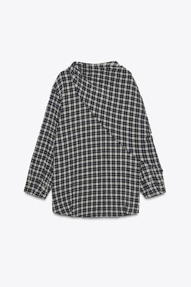 CHECK SHIRT WITH MULTIPOSITIONAL SCARF ZW COLLECTION - Mid-grey by Zara - Image 7