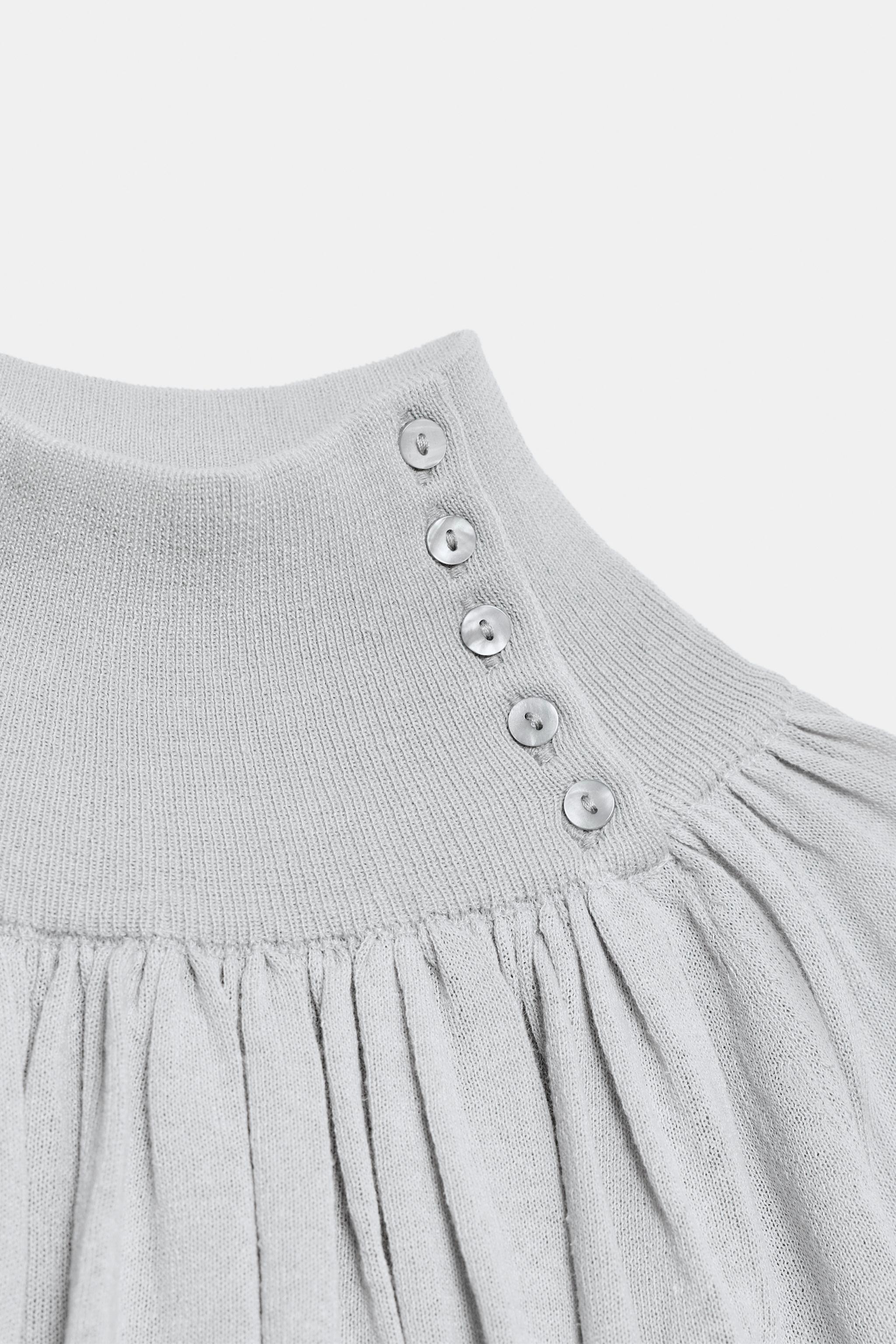 Zara CONTRAST KNIT FLOWY BLOUSE — фото 8