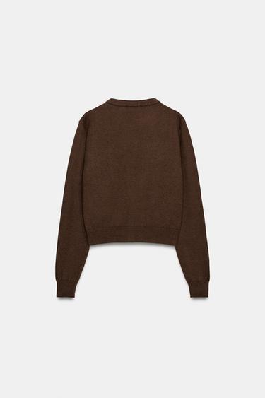 COMBINED KNIT CARDIGAN - Brown by Zara - Image 7