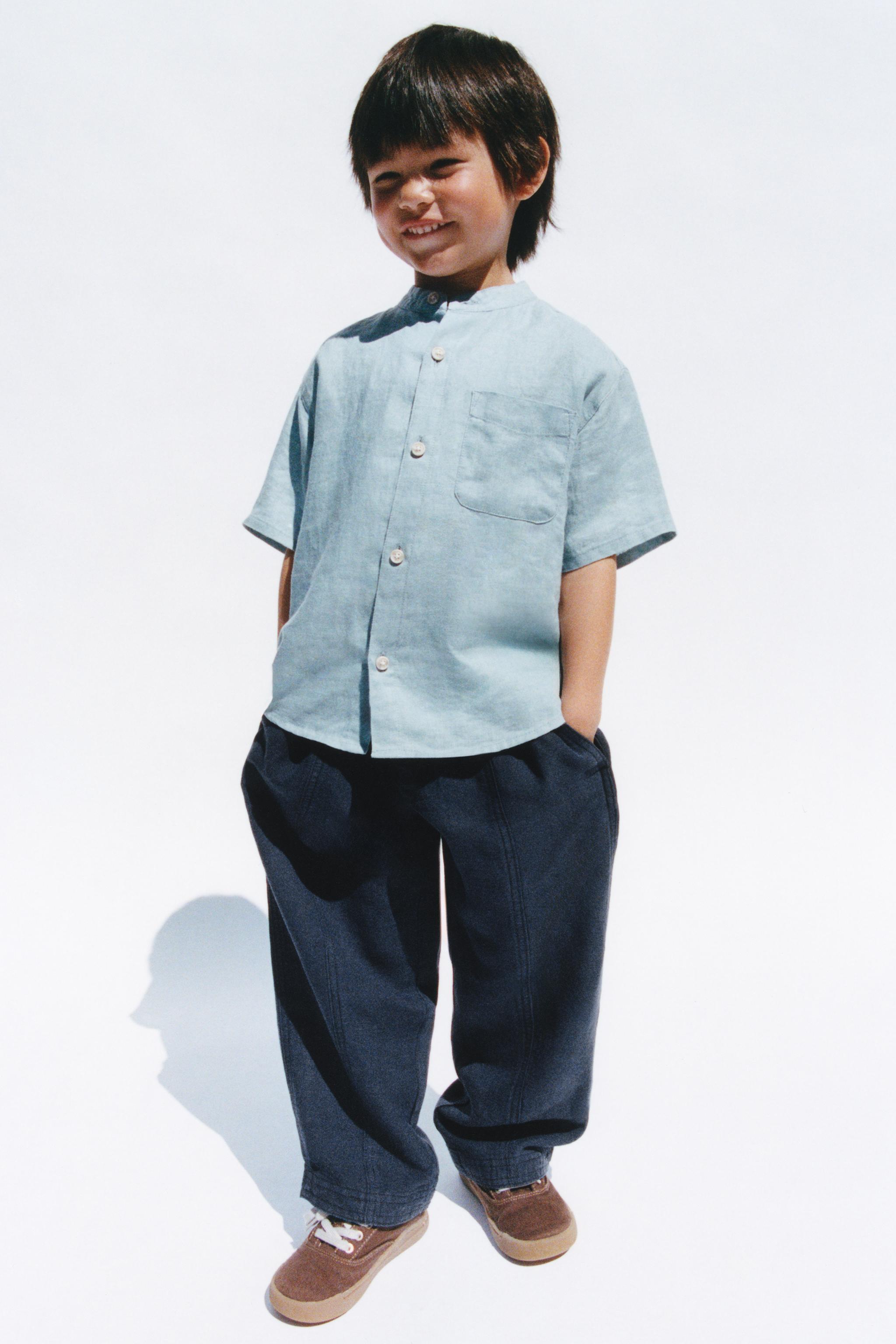 LINEN BAGGY PANTS — Blue / Indigo