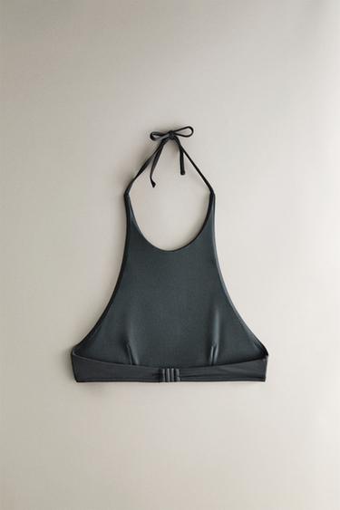 BEACH HALTER BIKINI TOP - Grey by Zara - Image 2