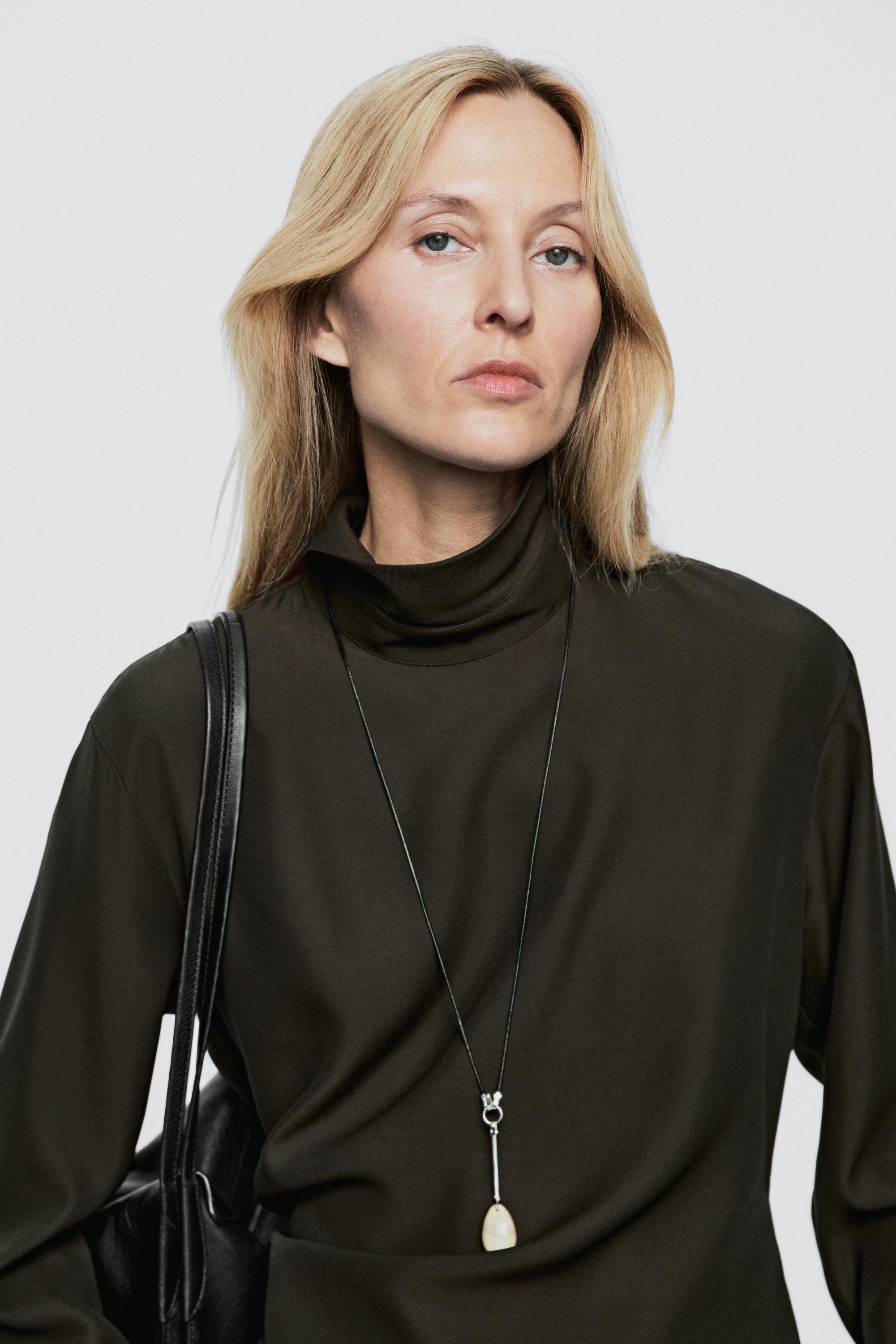 Flowing high neck asymmetric blouse - LIMITED EDITION