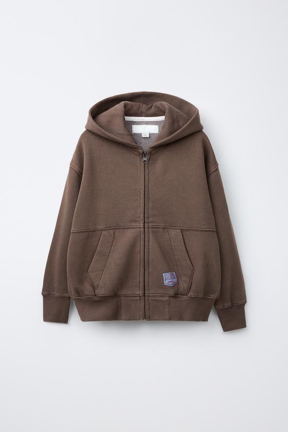 SWEAT ZIPPÉ ÉTIQUETTE - Marron de Zara - Image 0