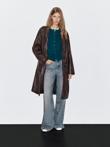 Zara Long nappa leather coat - Brown - Image 0