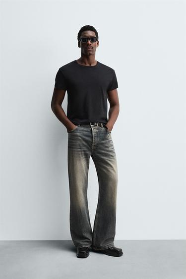 WIDE BELL BOTTOM FIT JEANS - Mid-grey by Zara