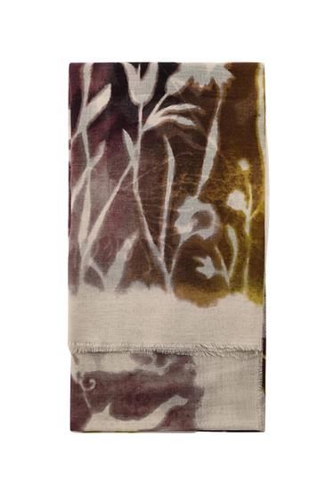 Zara FLORAL PRINT SCARF - Ecru - Image 0