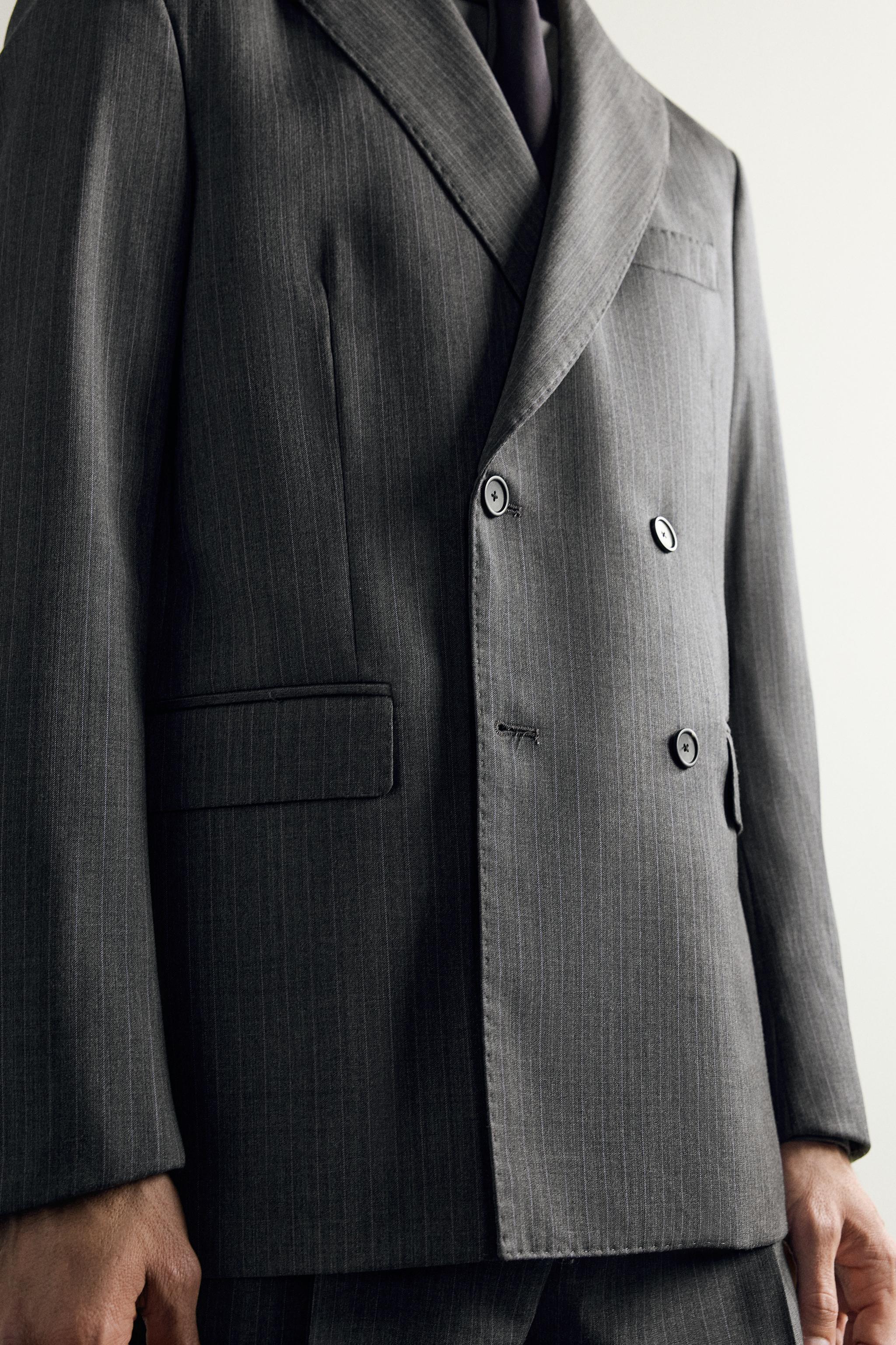 VESTE DE COSTUME À RAYURES 100 % LAINE