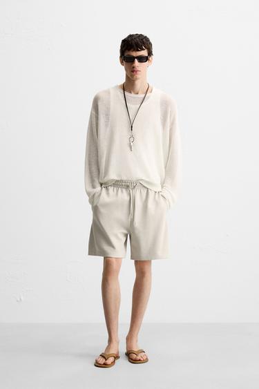 TECHNICAL TEXTURED BERMUDA SHORTS - Stone by Zara