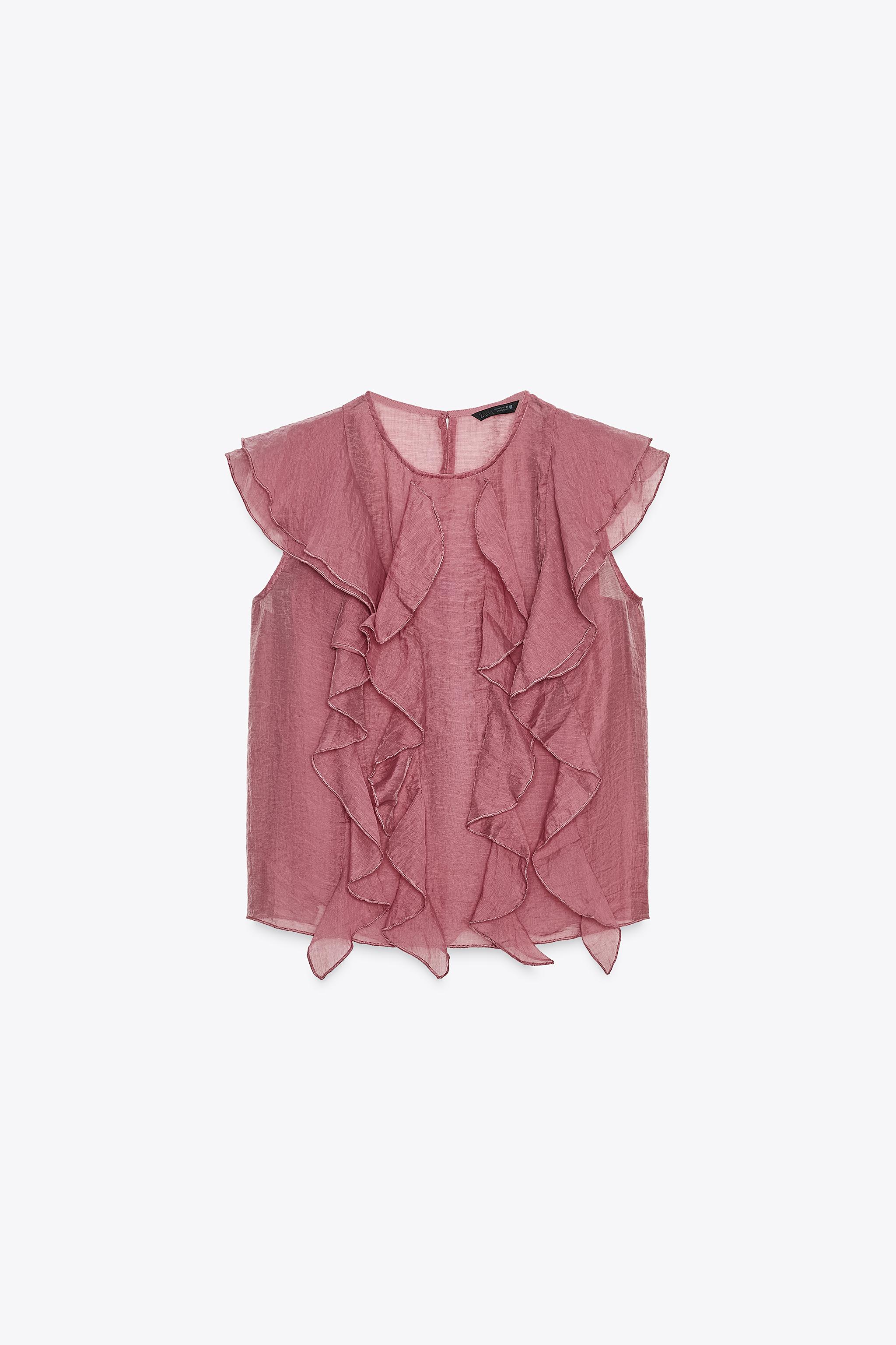 SEMI-SHEER RUFFLED TOP