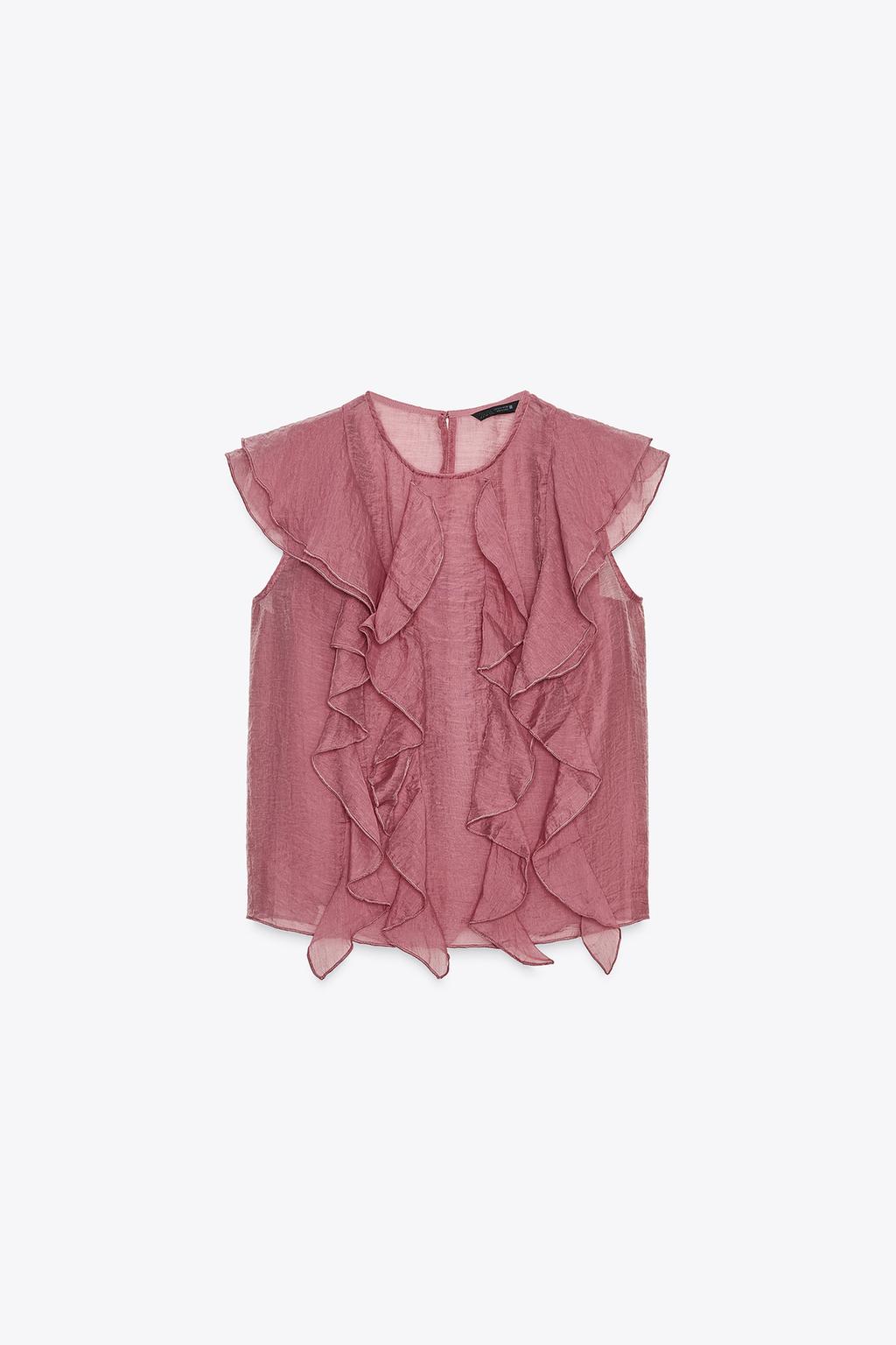 SEMI-SHEER TOP WITH RUFFLES