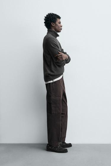 PANTALÓN CARGO TWILL - Chocolate de Zara