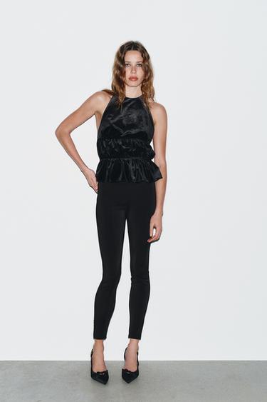 TOP HALTER مخملي بزمات - أسود by Zara - Image 0