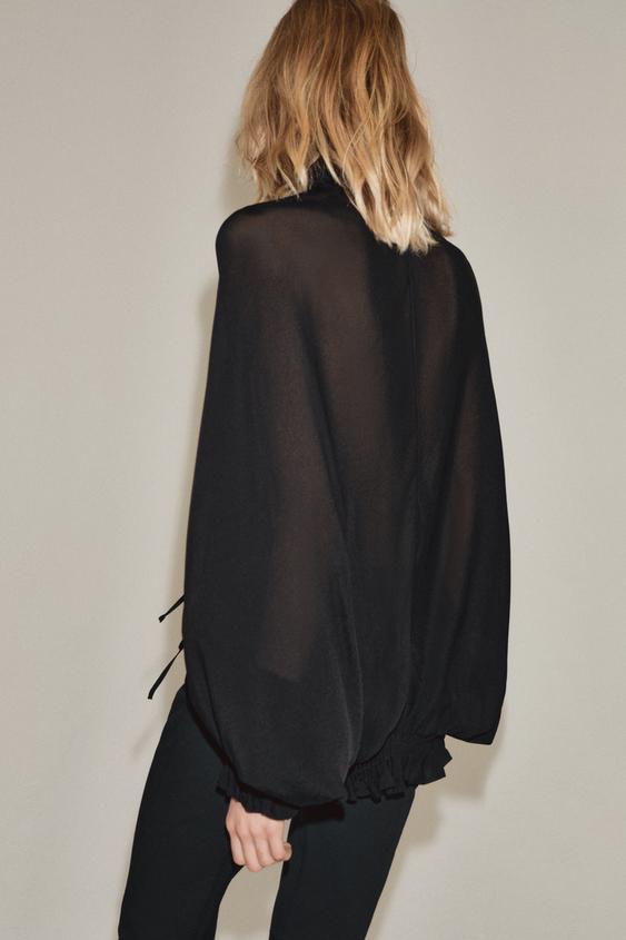 BLOUSE ÉLASTIQUES VOLANTS ZW COLLECTION - Noir de Zara - Image 3