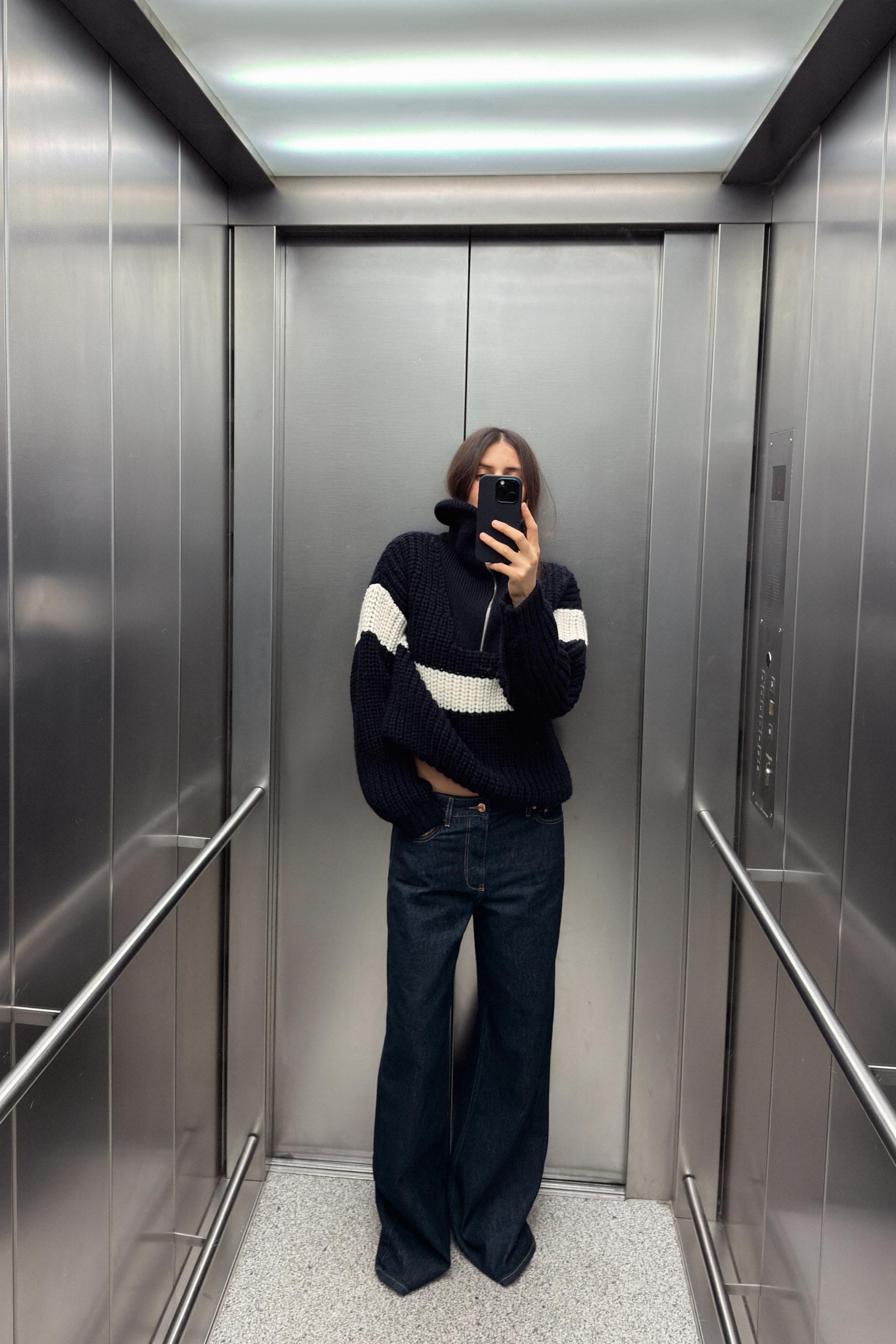 ストライプ ニットセーター - ネイビーブルー/エクリュs | ZARA