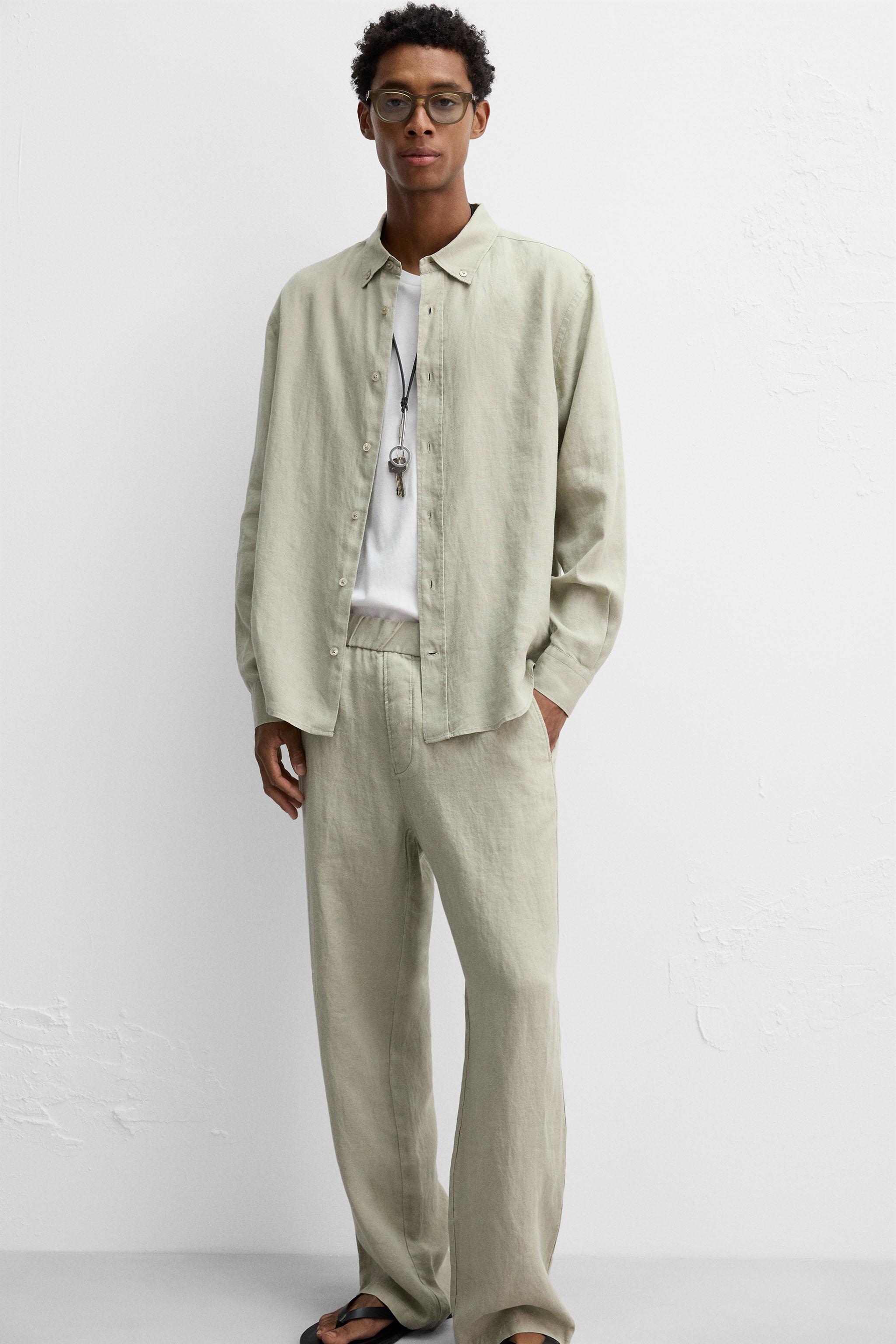 ★ドイツ発*ZARA*新作*テクスチャーリネンスラックス/EW★ リネン100% パンツ - ライトベージュ | ZARA Japan / 日本