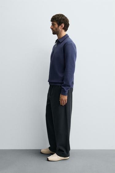 SWEAT POLO INTERLOCK ZIPPÉ - Bleu roi de Zara - Image 3